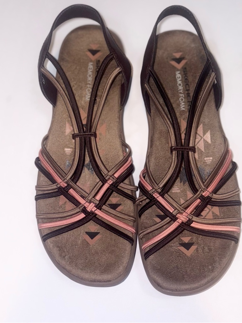 Skechers Reggae Slim - Simply Stretch sandals in a brown and pink size 10 - Picture 2 of 10